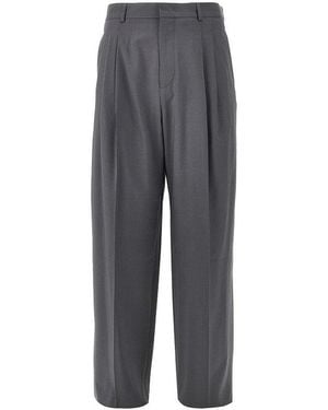 Emporio Armani Wool Pleated Trousers - Grey