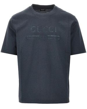 Gucci Devoré Crest T-Shirt - Blue