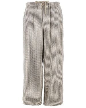 Emporio Armani Jacquard Viscose Loose Trousers - Grey