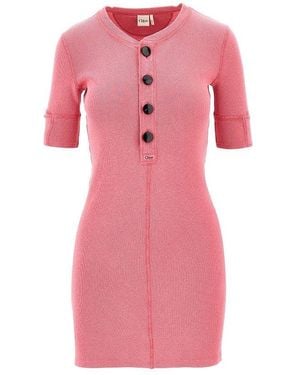 Chloé 'Henley' Ribbed Cotton Mini Dress - Pink