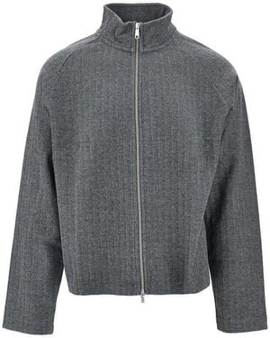 mfpen Herringbone Cotton Full-Zip Sweatshirt - Grey