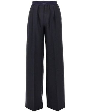 Pinko Stretch Wool-Blend Wide-Leg Pants - Blue