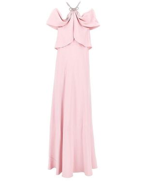 Alberta Ferretti Cady Long Dress With Strass Bow - Pink