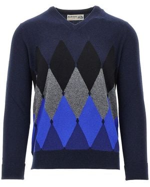 Ballantyne Lozenge Cashmere Sweater - Blue