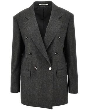 Tagliatore Lurex Wool-Blend Double-Breasted Jacket - Black