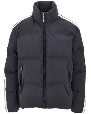 Palm Angels Logo Print Track Puffer Jacket - Blue