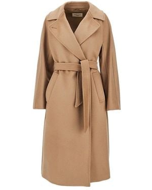 Weekend by Maxmara Midi Cloth Coat With Belt - Natural