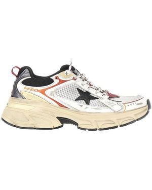 Golden Goose 'Lightstar' Mesh And Leather Trainers - White