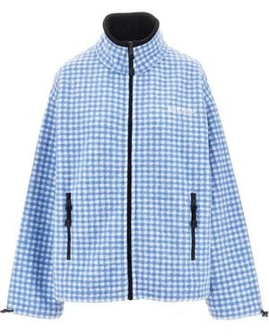Miu Miu Check Fleece Oversied Blouson Jacket - Blue