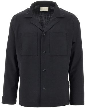 C.9.3 Wool-Blend Shirt With Bowling Collar - Blue