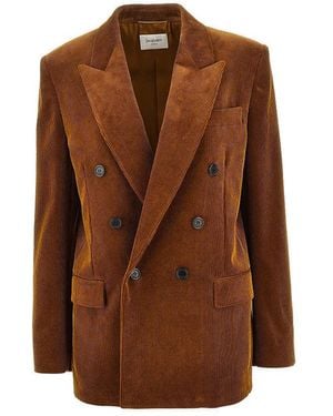 Saint Laurent Corduroy Double-Breasted Jacket - Brown