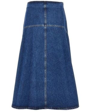 Weekend by Maxmara Cotton Denim Long Skirt - Blue