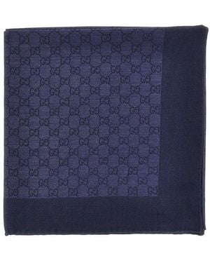 Gucci Silk And Wool-Blend Scarf - Blue