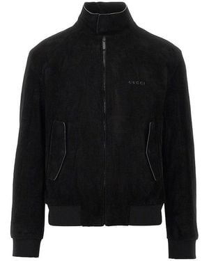 Gucci Suede Leather Bomber Jacket - Black