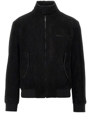 Gucci Suede Leather Bomber Jacket - Black