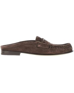 Fendi Scrunch' Suede Leather Sabot - Brown