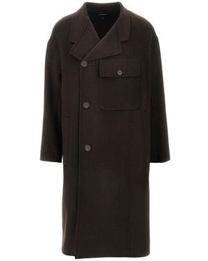 Emporio Armani Cashmere And Wool Double-Breasted Coat - Black
