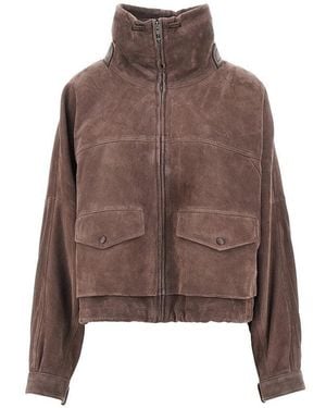 Loewe Suede Leather Blouson Jacket - Brown
