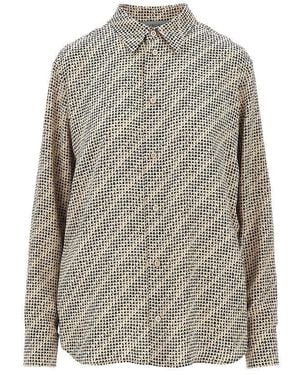 Balenciaga Silk Crêpe Shirt With Monogram Print - Gray