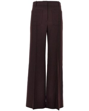 Victoria Beckham 'Alina' Wool Flannel Trousers - Brown