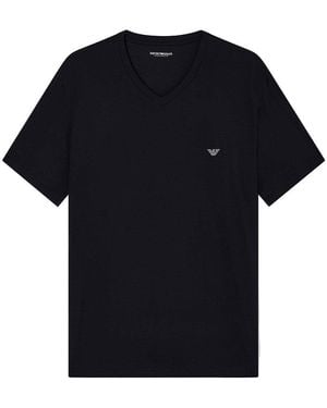 EA BODYWEAR Stretch Modal T-Shirt With Logo Embroidery - Black