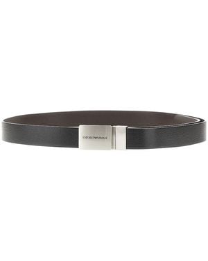 Emporio Armani Grained Leather Reversible Belt - Black