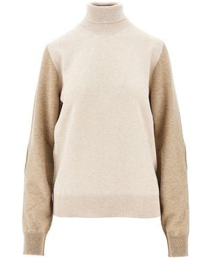 Maison Margiela Two-Tone Wool Turtleneck Sweater - Natural