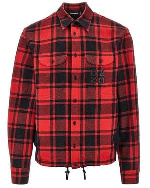 DSquared² Nylon And Flannel Hybrid Overshirt - Red