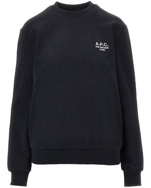 A.P.C. A. P.C. Crewneck Sweatshirt With Logo Embroidery - Black
