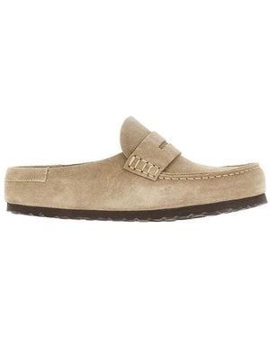 Birkenstock 'Naples Wrapped' Suede Leather Mules - Natural