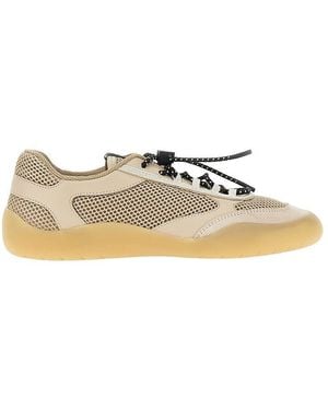Prada 'Speedrock' Mesh And Leather Sneakers - Natural