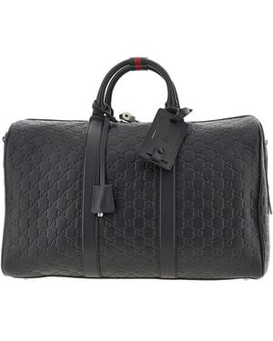 Gucci Leather Medium 'Gg Emblem' Duffle Bag - Black