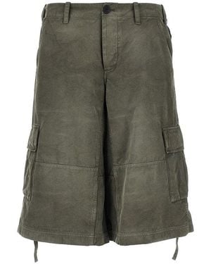 Fendi Cotton Bermuda Shorts With Jacquard Motif - Green