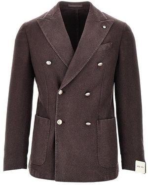 L.B.M. 1911 L. B.M. 1911 'Tom' Flannel Double-Breasted Jacket - Brown