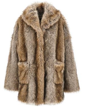 BB COUTURE Brigitte Faux Fur Oversized Jacket - Brown
