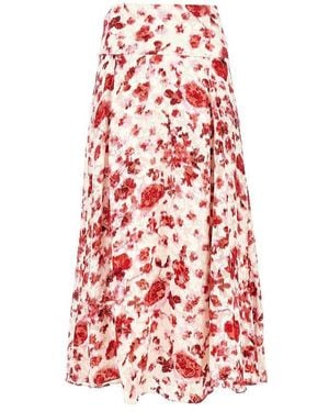 Isabel Marant Silk-Blend 'Hilza' Long Skirt - Red