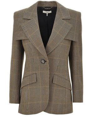 Chloé Prince Of Wales Jacket With Cape Detail - Brown