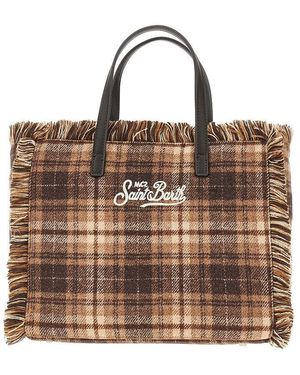 MC2 Saint Barth 'Colette' Check Fabric Bag - Brown