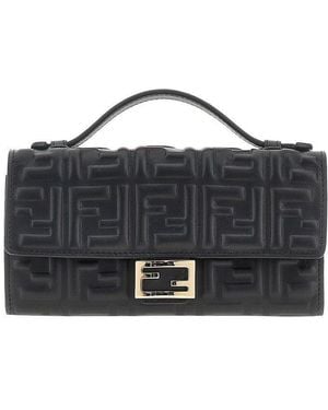 Fendi Ff Nappa Leather 'Baguette' Wallet/Pouch - Black