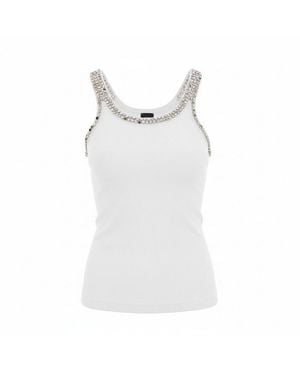Pinko Jewelled Embroidery Tank Top - White