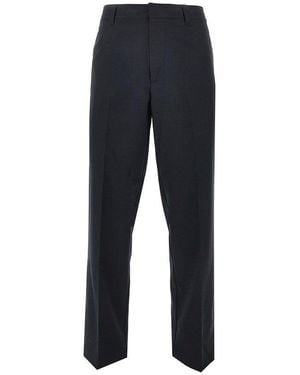 Emporio Armani Micro-Textured Light Wool Trousers - Black