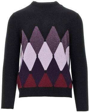 Ballantyne Cashmere Lozenge Sweater - Blue