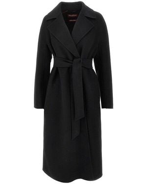 Max Mara Midi Cloth Coat With Belt - Black