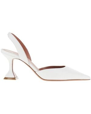 AMINA MUADDI 'Holli' Nappa Leather Slingback Pumps - White