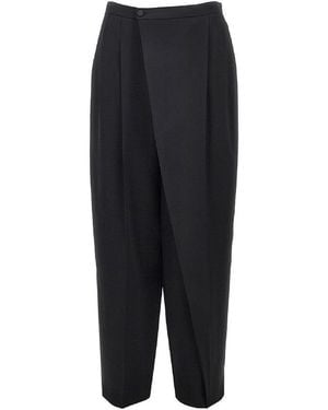 Alberta Ferretti Wrap-Over Satin Pants - Black