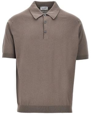 John Smedley Cotton Knit Polo Shirt - Brown