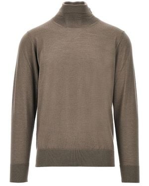 Caruso Fine Knit Turtleneck Jumper - Brown