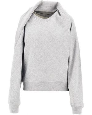 Dries Van Noten Draped Crewneck Sweatshirt - Grey
