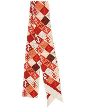 Fendi Ff Silk Wrappy Scarf - Red