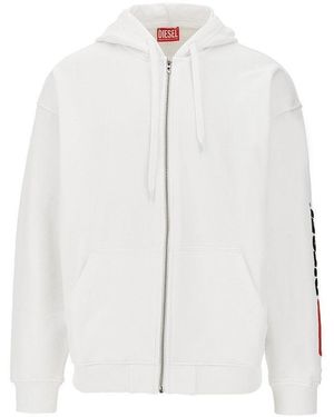 DIESEL Denim Division Embroidery Full-Zip Hoodie - White